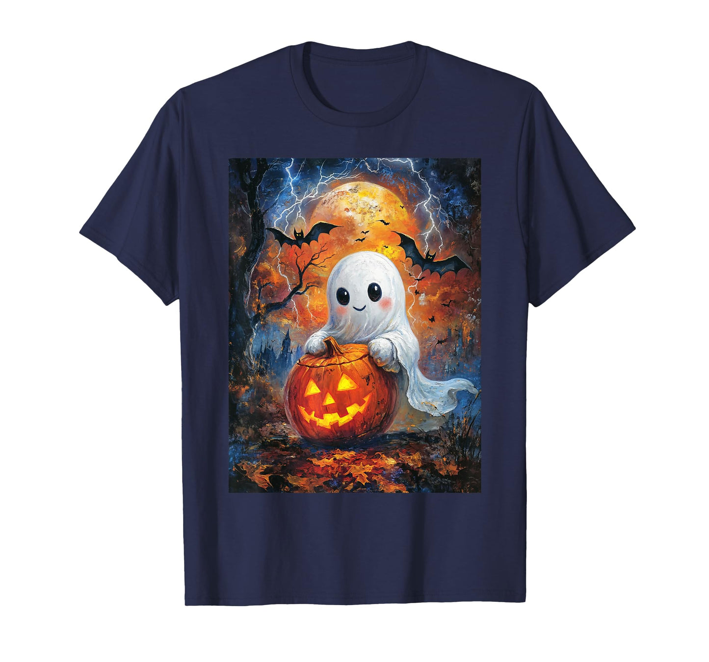 Halloween Pumpkin Design Girls Boys Kids Ghost Halloween T-Shirt