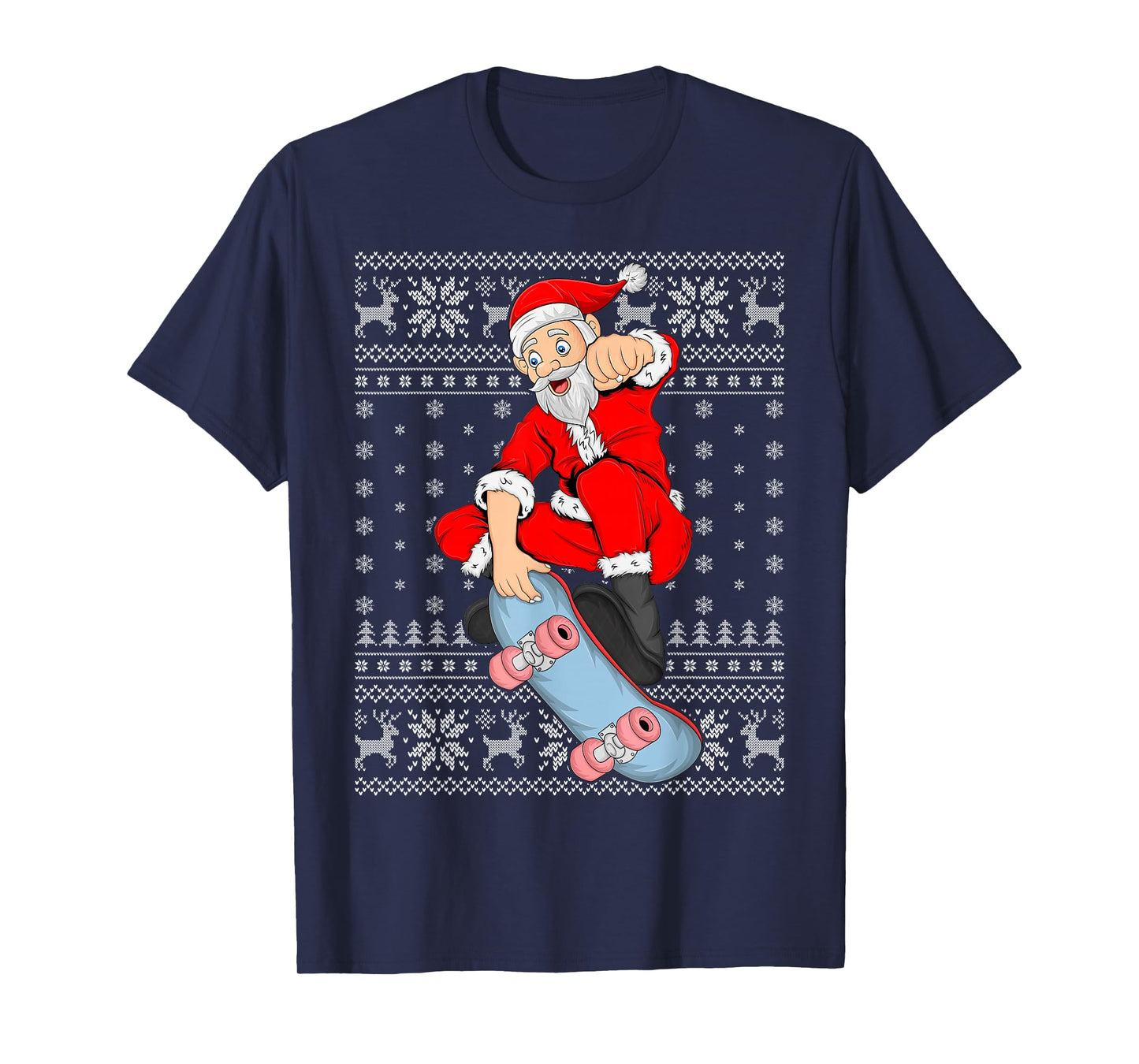 Skateboarding Santa Ugly Christmas Sweaters Skater Xmas T-Shirt