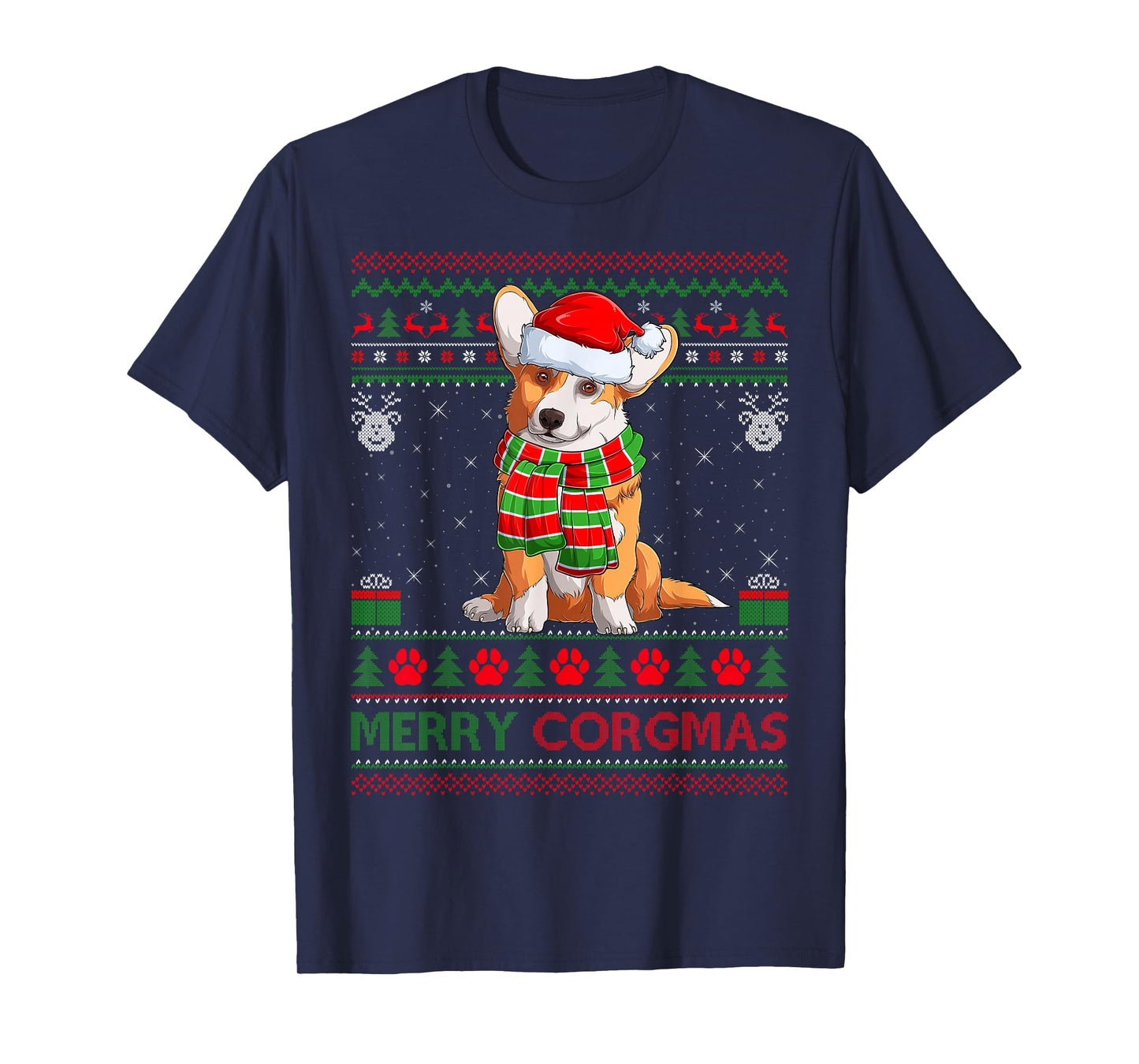 Corgi Dog Ugly Christmas Sweaters Dog Lover Merry Corgmas T-Shirt