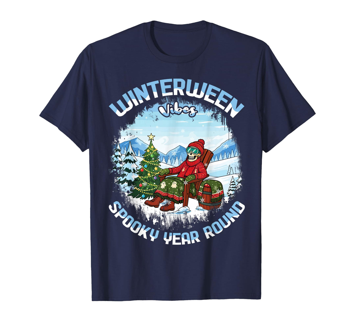 Winterween Vibes Spooky Year Round Halloween Winter T-Shirt