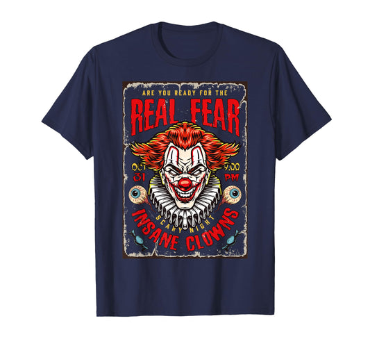 Horror Night Halloween Party Scary Clown Poster Tee Vintage T-Shirt