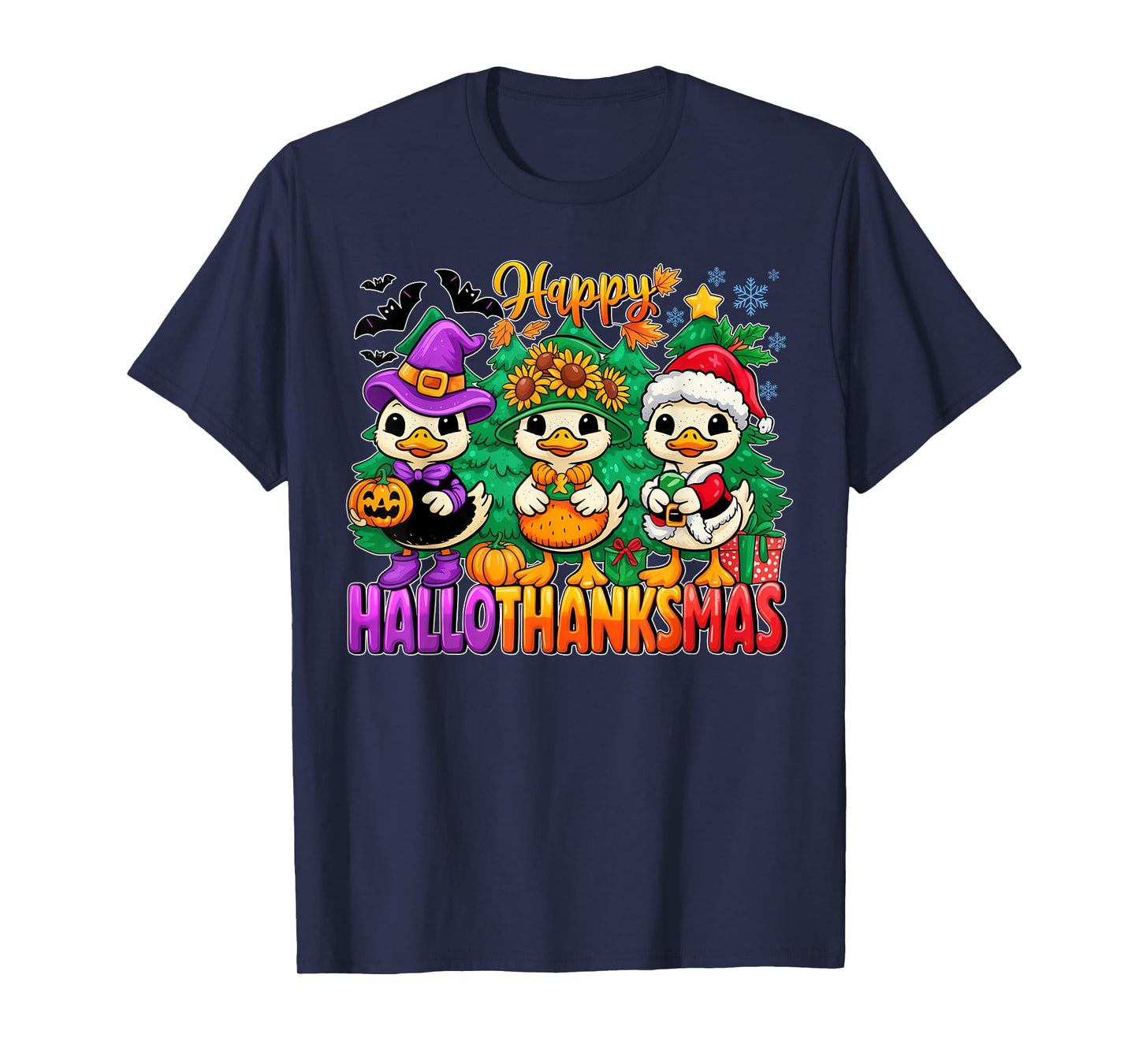 Gooses Halloween Thanksgiving Christmas Happy HalloThanksMas T-Shirt