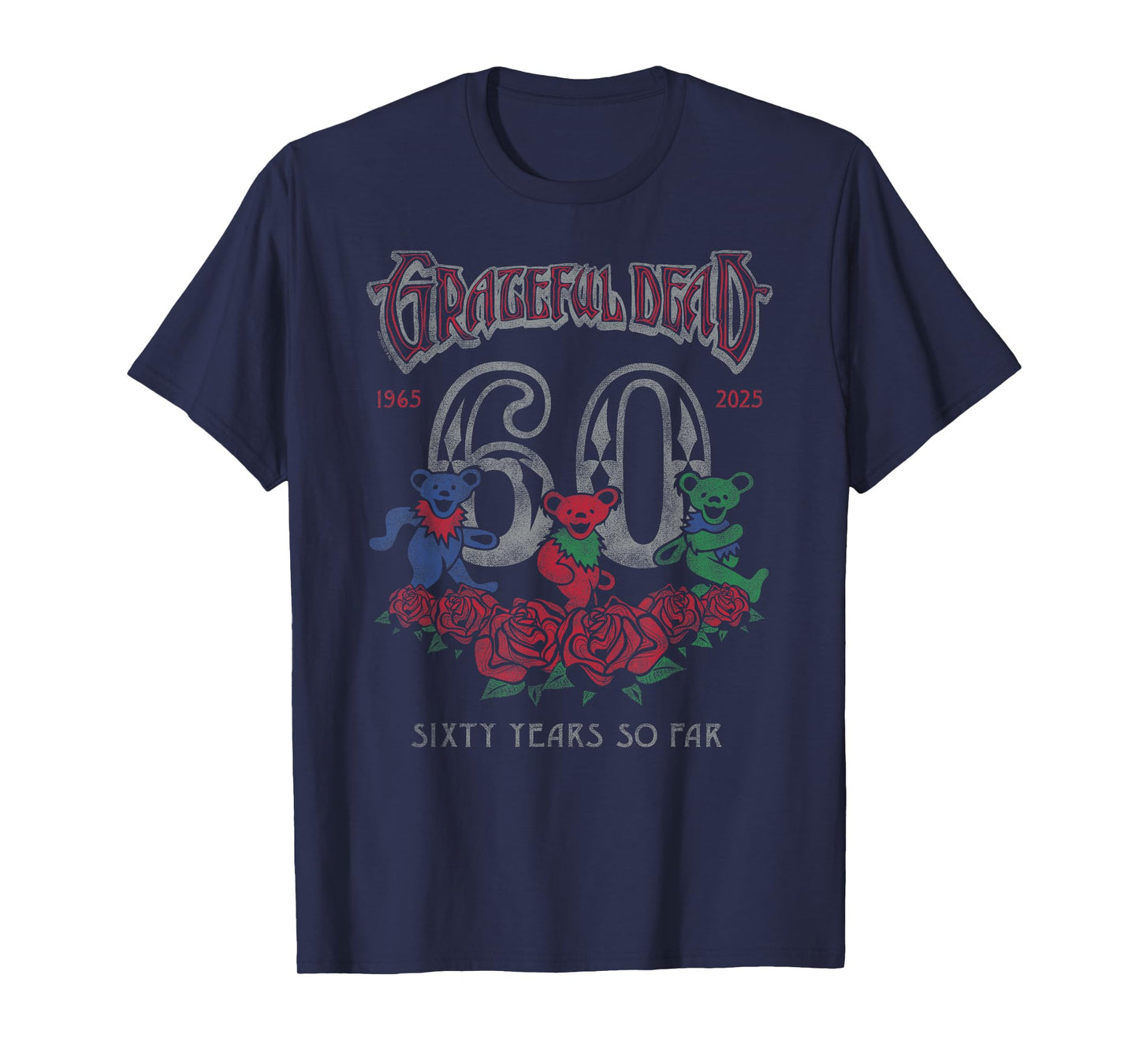 Grateful Dead 60 Years Anniversary Dancing Bears Band T-Shirt