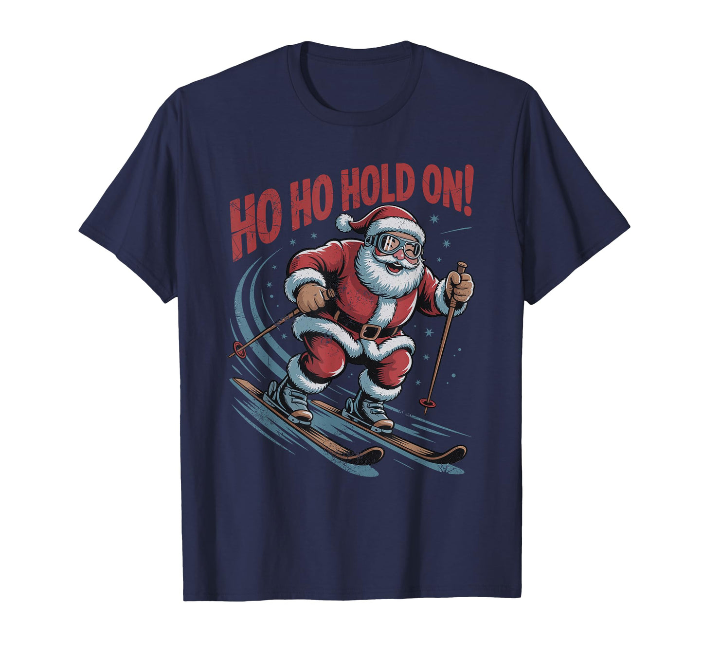 Santa Skiing Retro Vintage 90s Christmas Holiday Sports T-Shirt