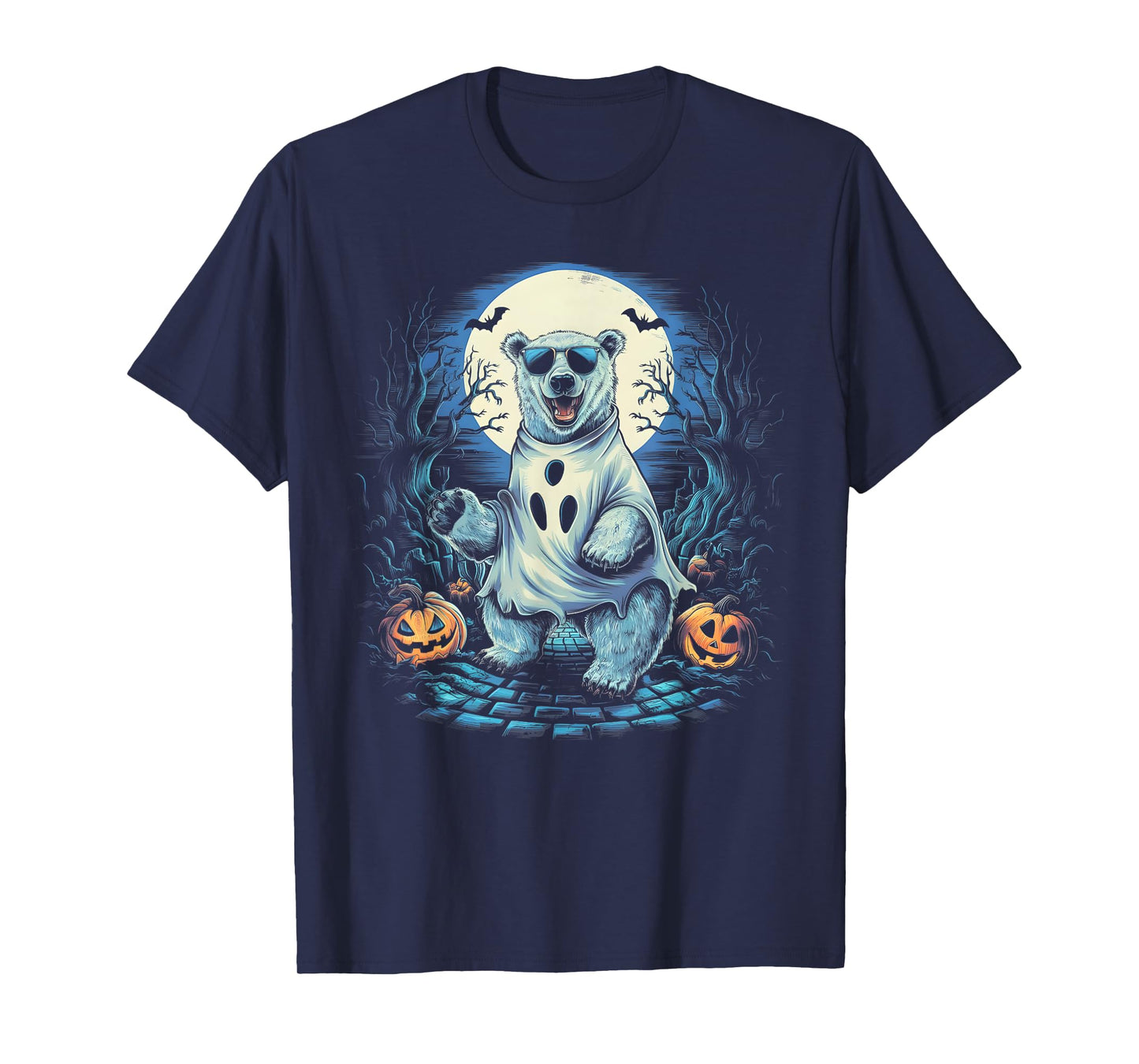 Cute Polar Bear Ghost Spooky Funny Halloween Costume Vintage T-Shirt