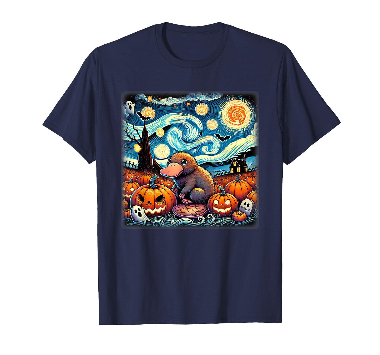 Starry Night Platypus Halloween T-Shirt