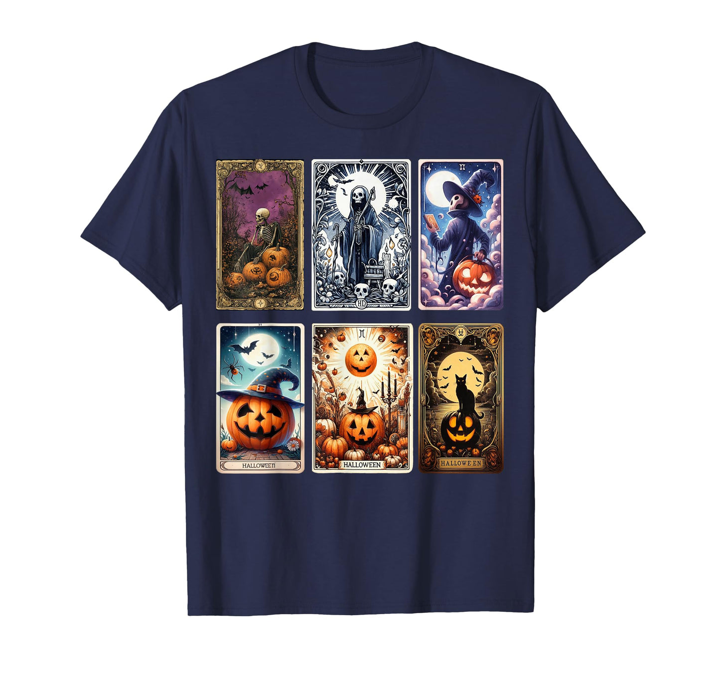 Halloween Tarot Cards Apparel – Spooky Pumpkin Design T-Shirt