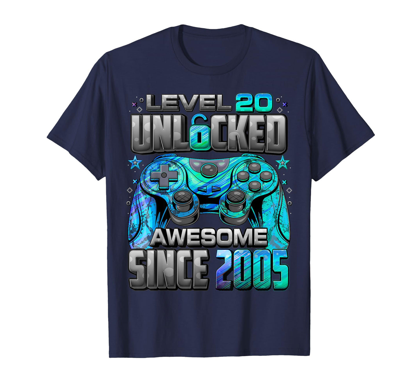 Level 20 Unlocked Awesome Since 2005 20th Birthday Gaming T-Shirt