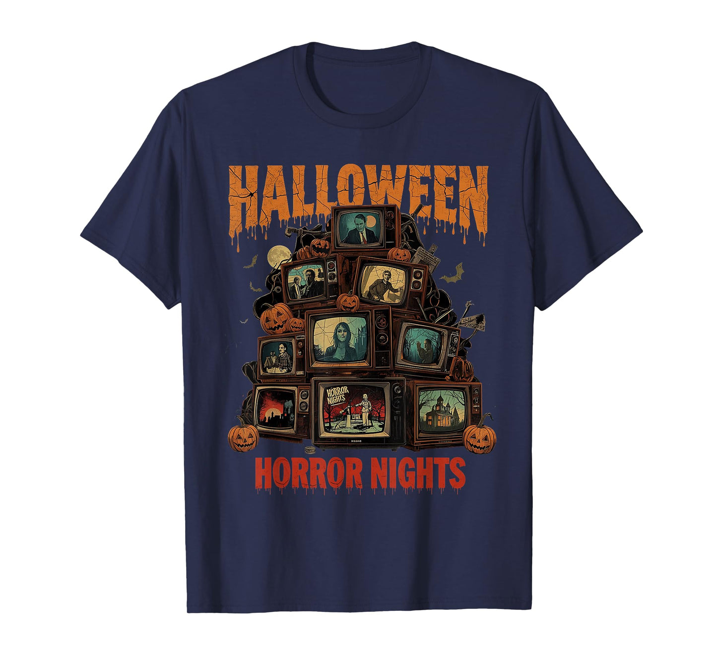 Halloween Horror Nights Retro Spooky TV Design T-Shirt