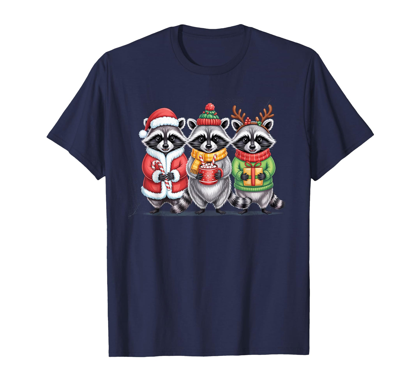 Cute Raccoon Christmas Funny Holiday Santa Claus Animal Gift T-Shirt