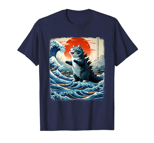 Catzilla Cat Japanese Art Funny Adventure 0HOKEN T-Shirt