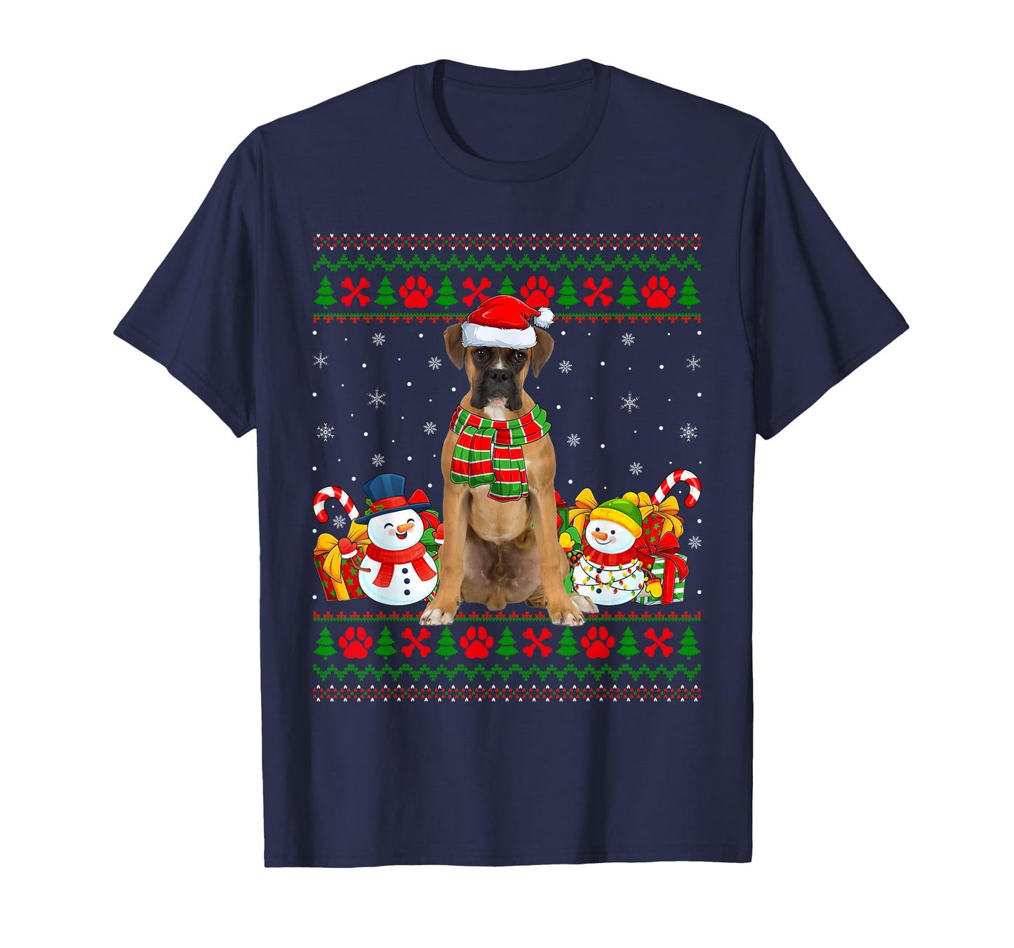 Boxer Dog Ugly Christmas Sweaters Funny Pet Dog Lover Xmas T-Shirt
