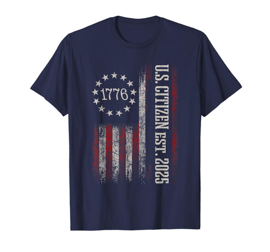 New US Citizen Est 2025 American Immigrant Citizenship Gifts T-Shirt