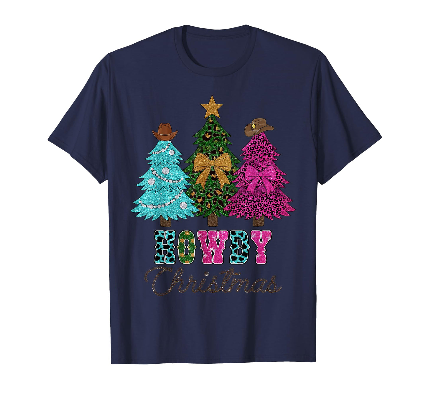 Howdy Christmas Tree Coquette Bow Western Xmas Pjs Cowgirl T-Shirt