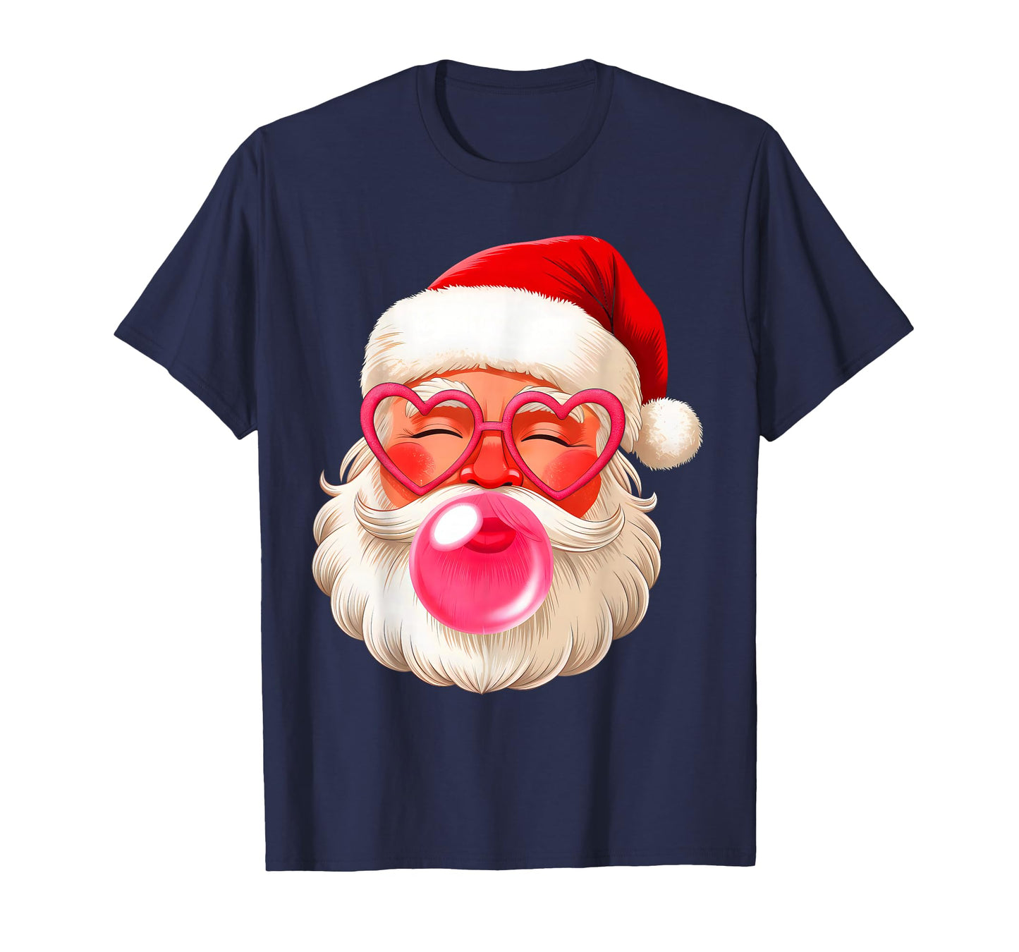 Santa Face Christmas Bubble Gum with Sunglasses Pink Santa T-Shirt
