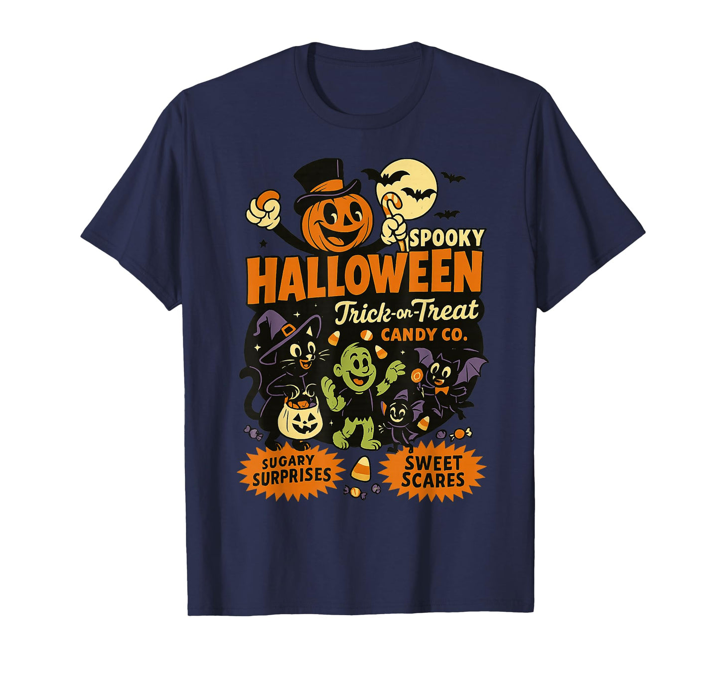 Spooky Pals Halloween Trick or Treat Candy Co Retro Design T-Shirt