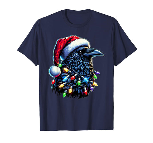 Raven Santa Christmas Tree Lighting Men Women Xmas Funny T-Shirt