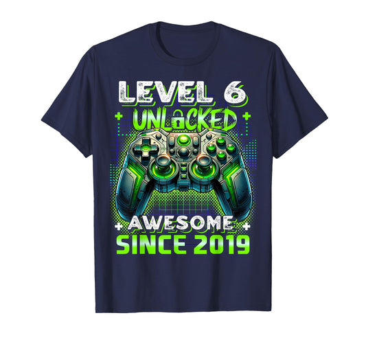 6th Birthday Boy Level 6 Gamer 6 Year Video Game Party T-Shirt