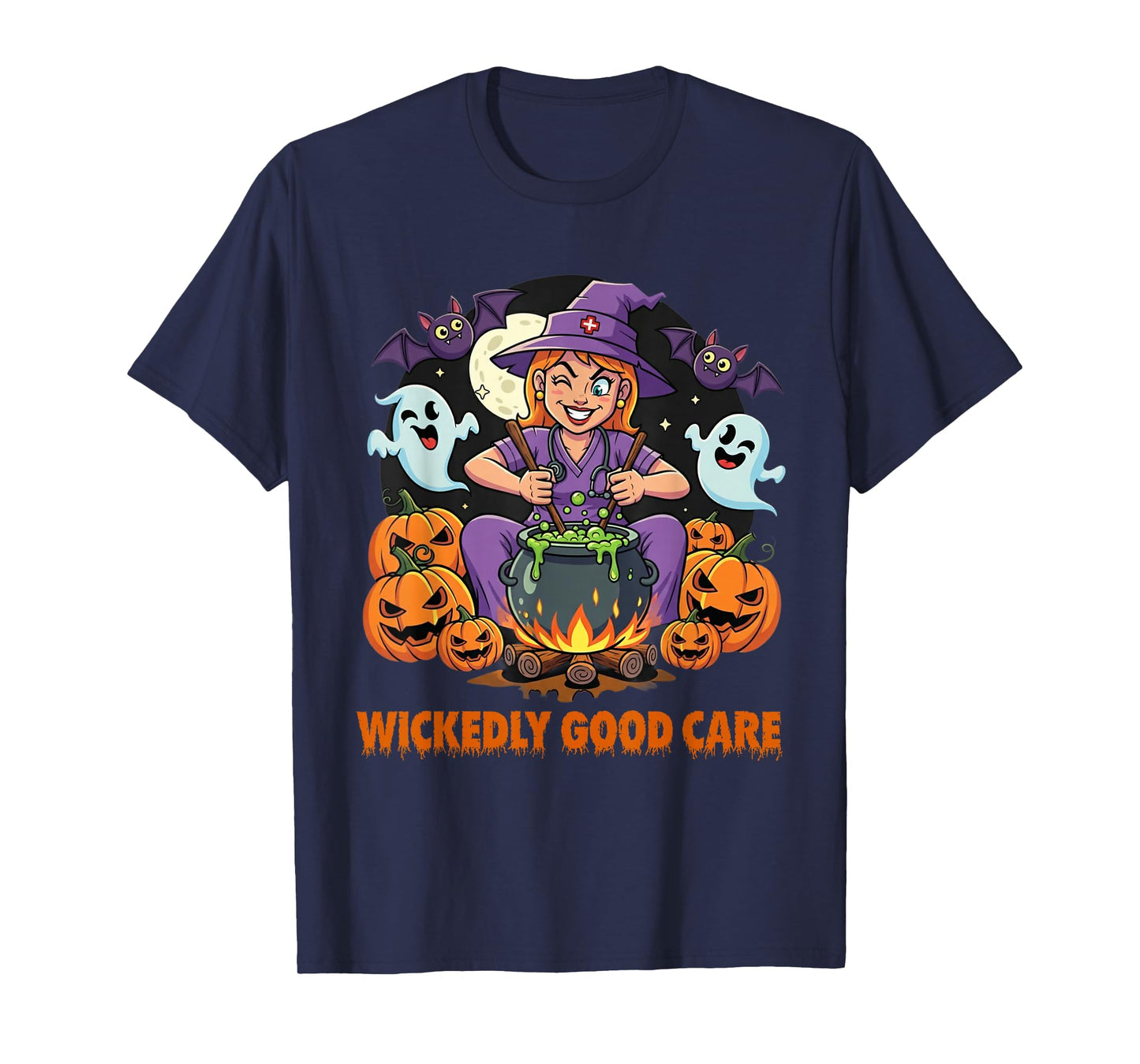 Halloween Nurse Tee– Wickedly Good Care Funny Witch Nurses T-Shirt