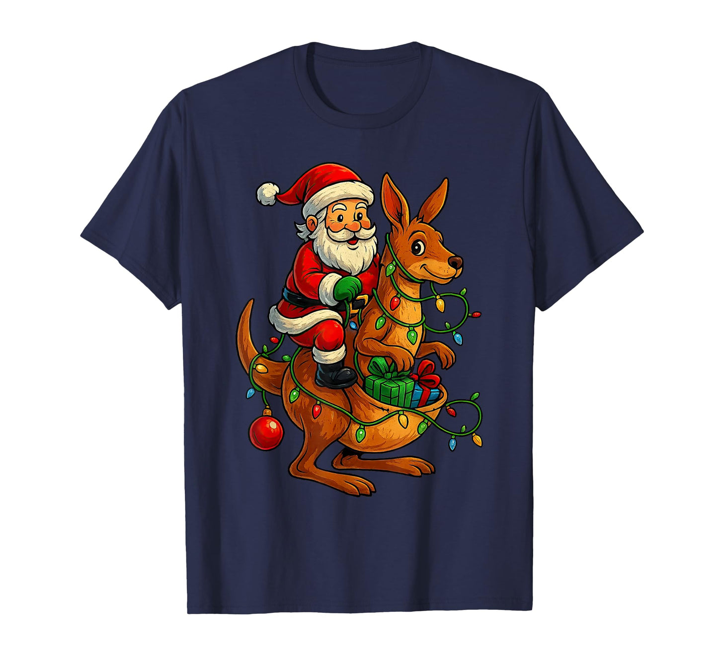 Cute Kangaroo Santa Claus Festive Animal Xmas T-Shirt
