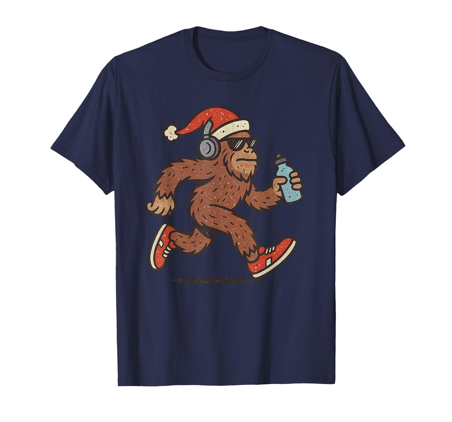 Sasquatch Running Christmas Vintage Funny Runner Xmas T-Shirt