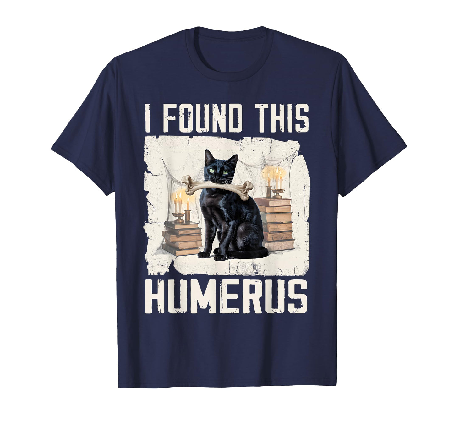 I Found This Humerus Vintage Funny Scary Black Cat Halloween T-Shirt