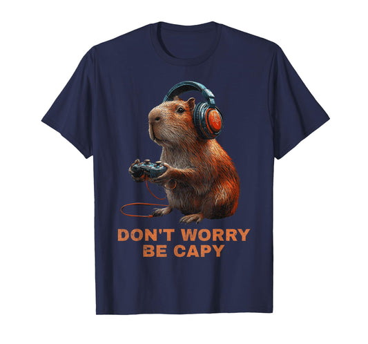 Capybara Don'T Worry Be Capy Video Game Funny Retro Vintage T-Shirt