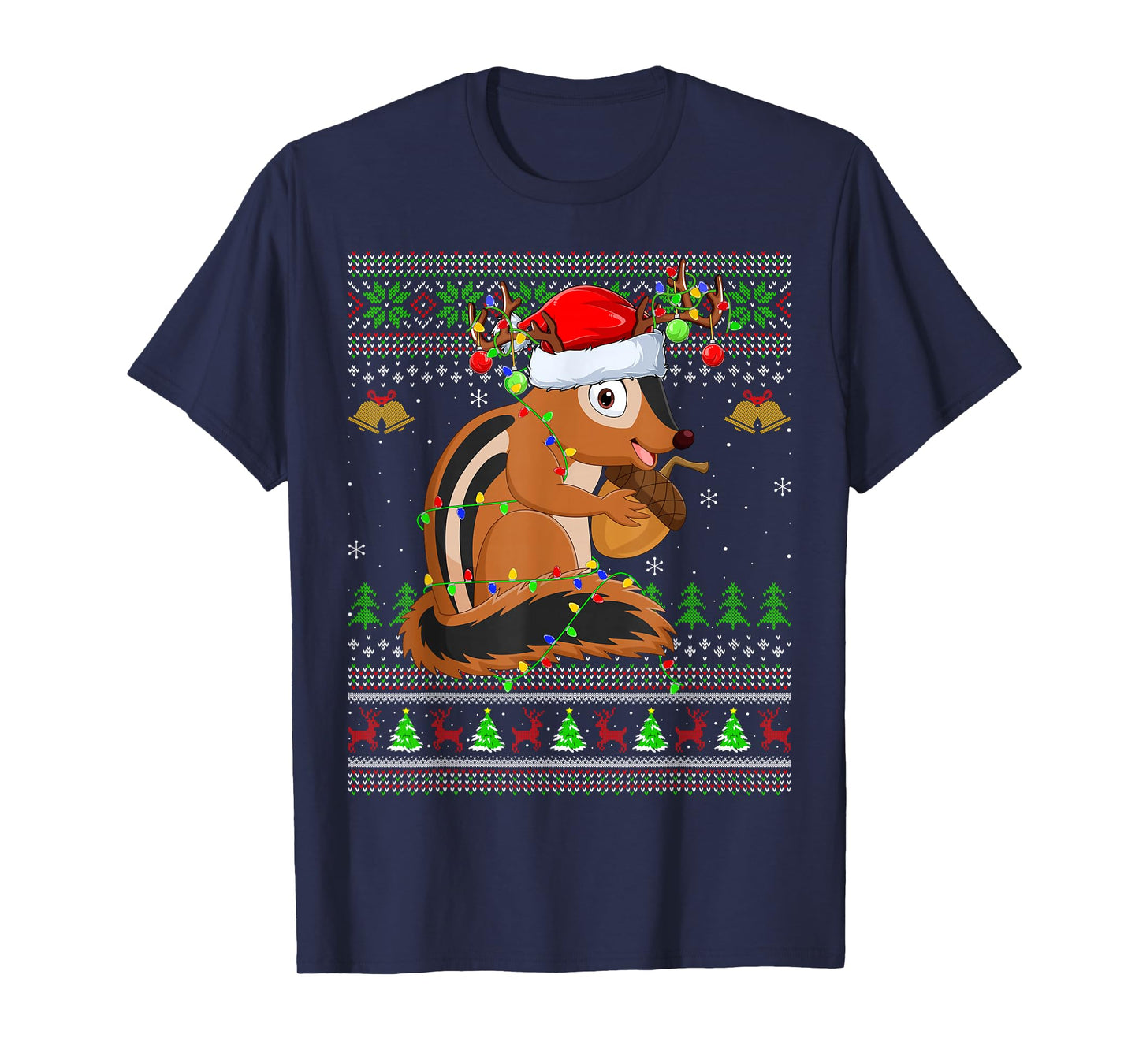 Chipmunk Ugly Christmas Sweaters Holiday Santa Cute Xmas T-Shirt