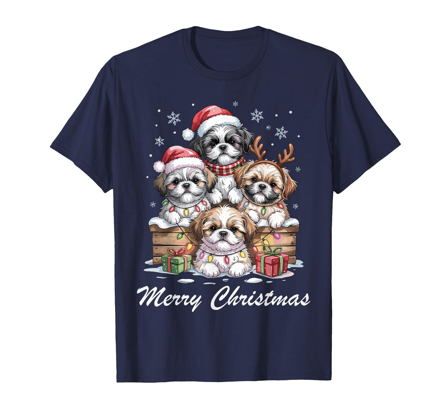 Shih Tzu Merry Christmas Funny Dog Lovers Holiday Pajama T-Shirt