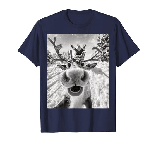 Funny Reindeer Selfie Christmas T-Shirt