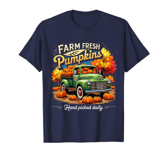 Farm Fresh Pumpkins Vintage Autumn Harvest Truck Fall T-Shirt