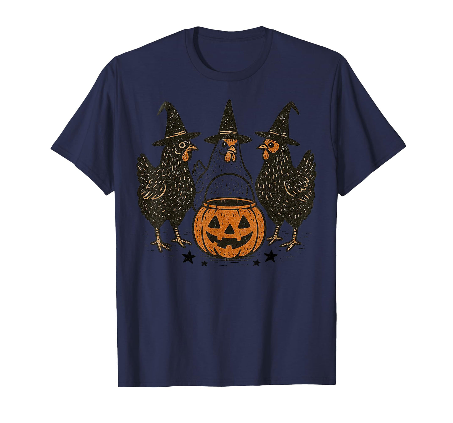 Pumpkin Chicken Halloween Witch Fall Retro Spooky Season T-Shirt