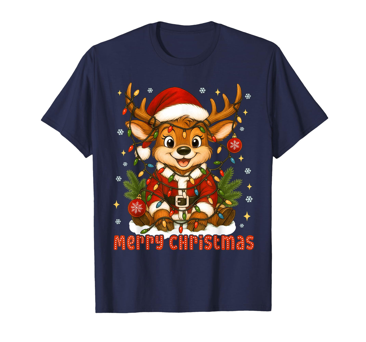 I'm Fine Everything is Fine Funny Christmas Reindeer Women T-Shirt