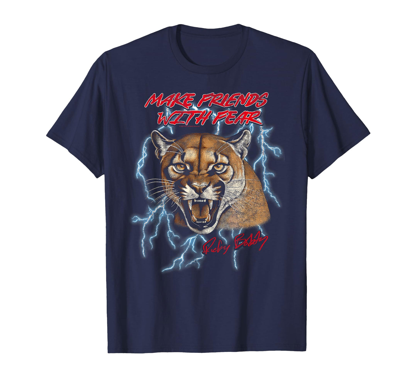 Talladega Nights Make Friends with Fear Cougar Vintage Movie T-Shirt