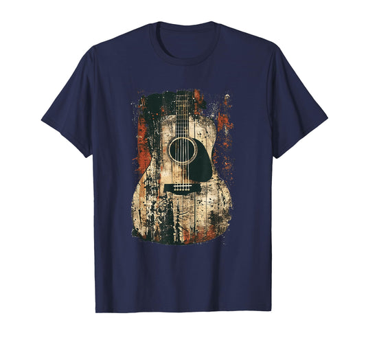 Acoustic Guitar, Vintage, Distressed, Rock & Roll Music T-Shirt