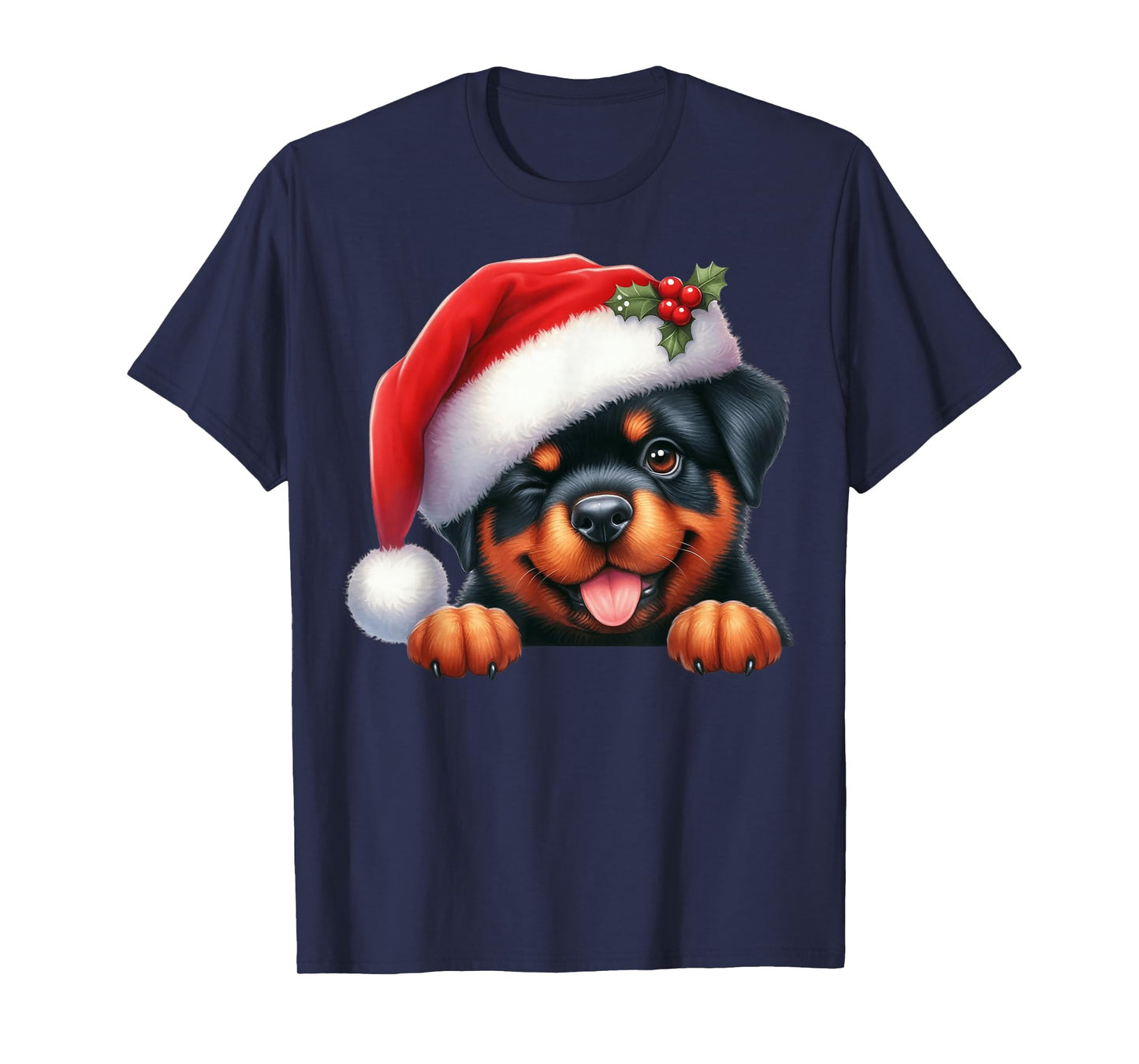 Rottweiler Dog Christmas Santa Hat Dog Mom Dad T-Shirt