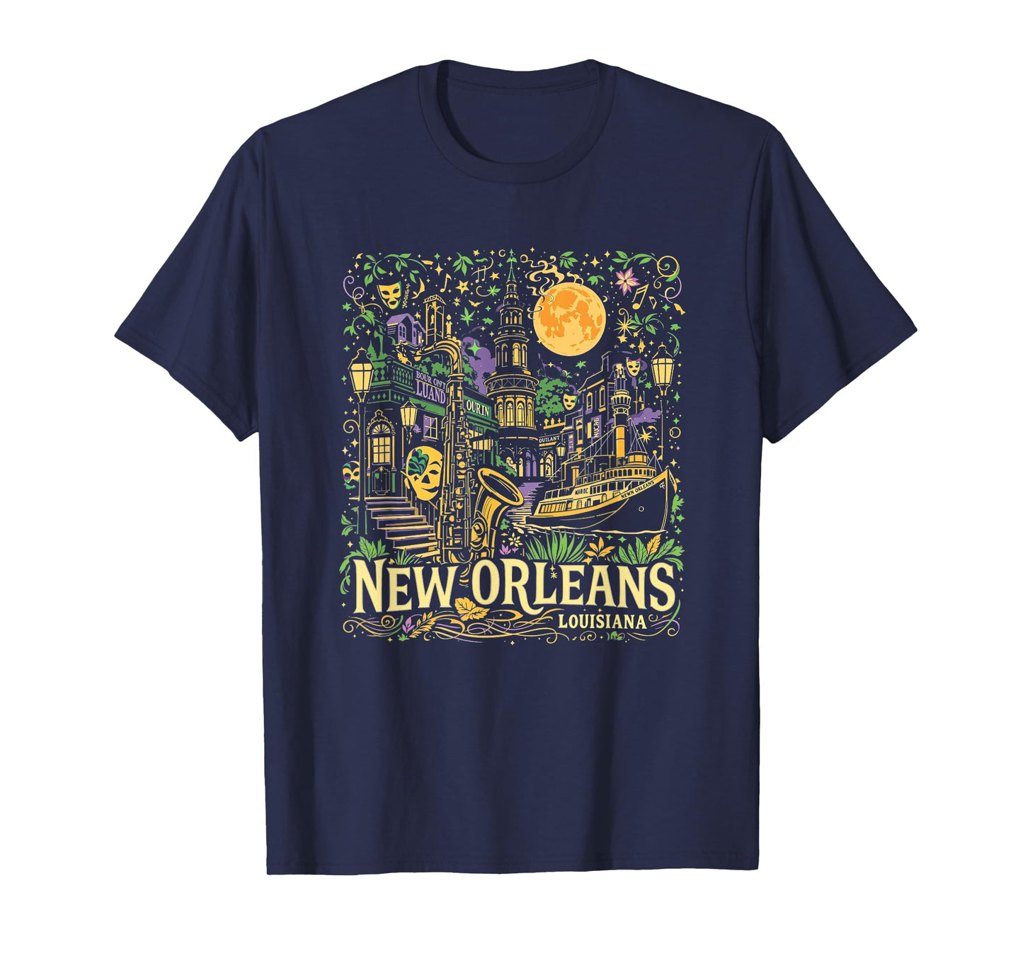Vintage New Orleans Louisiana Sunset Skyline Cityscape Retro T-Shirt