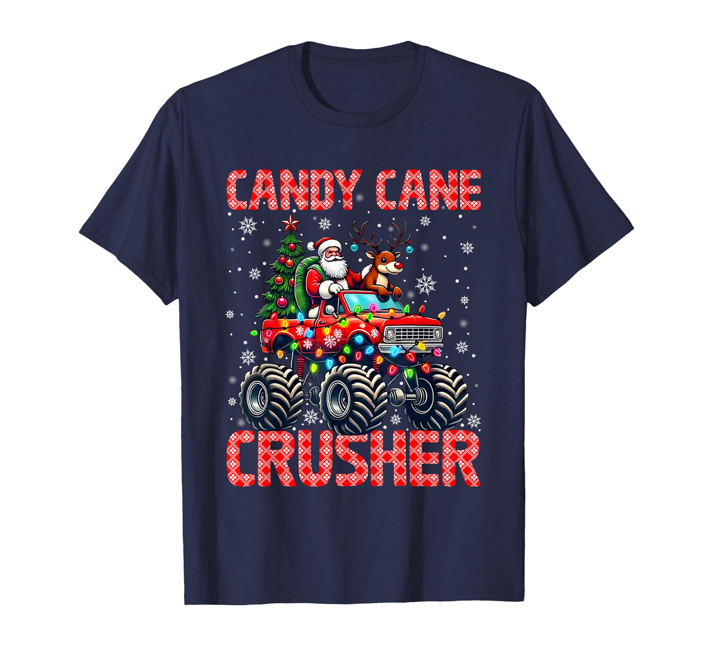 Candy Cane Crusher Christmas Monster Truck Xmas Santa Claus T-Shirt