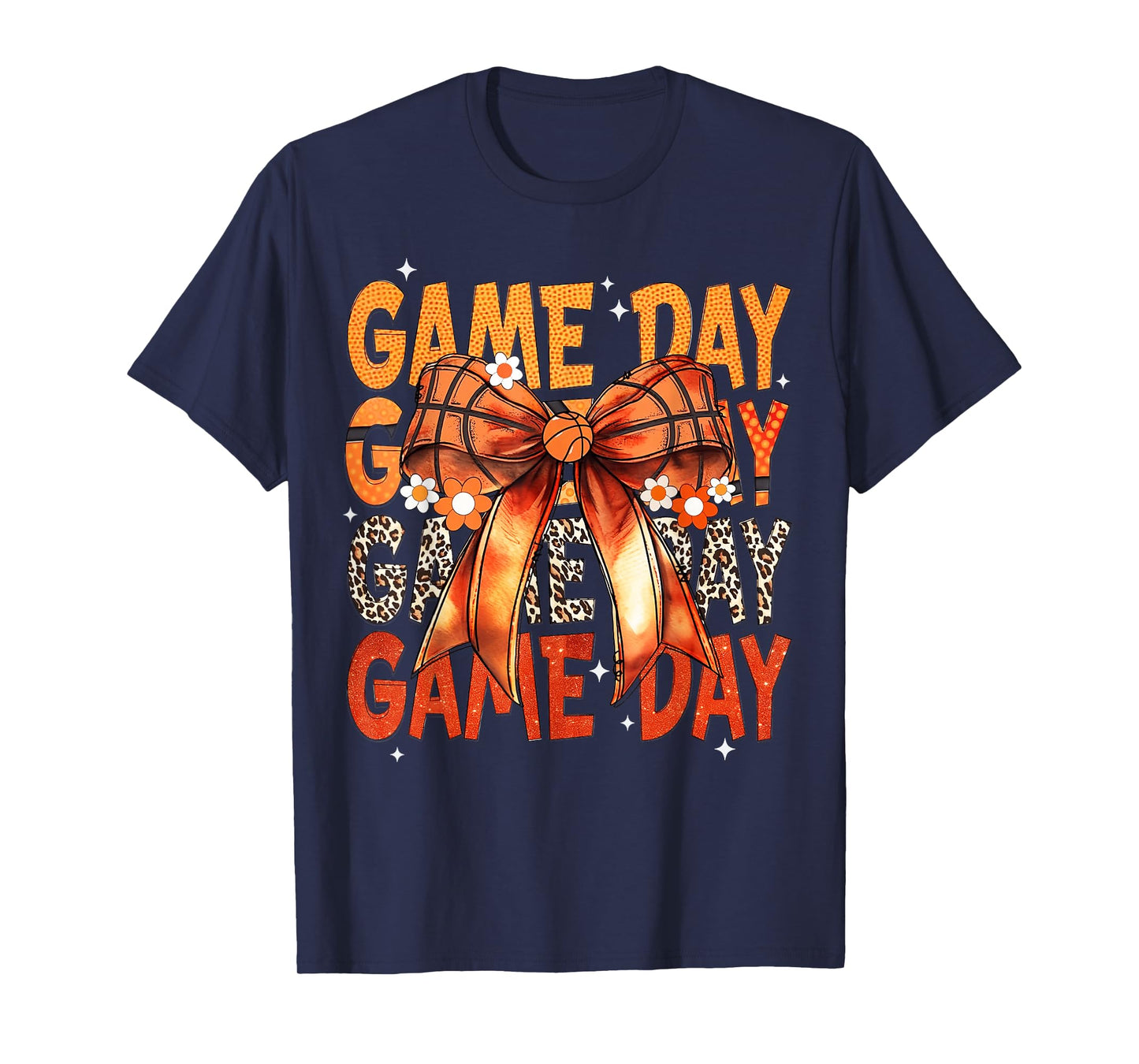 Basketball Bow Game Day Retro Basketball Lovers Girly T-Shirt