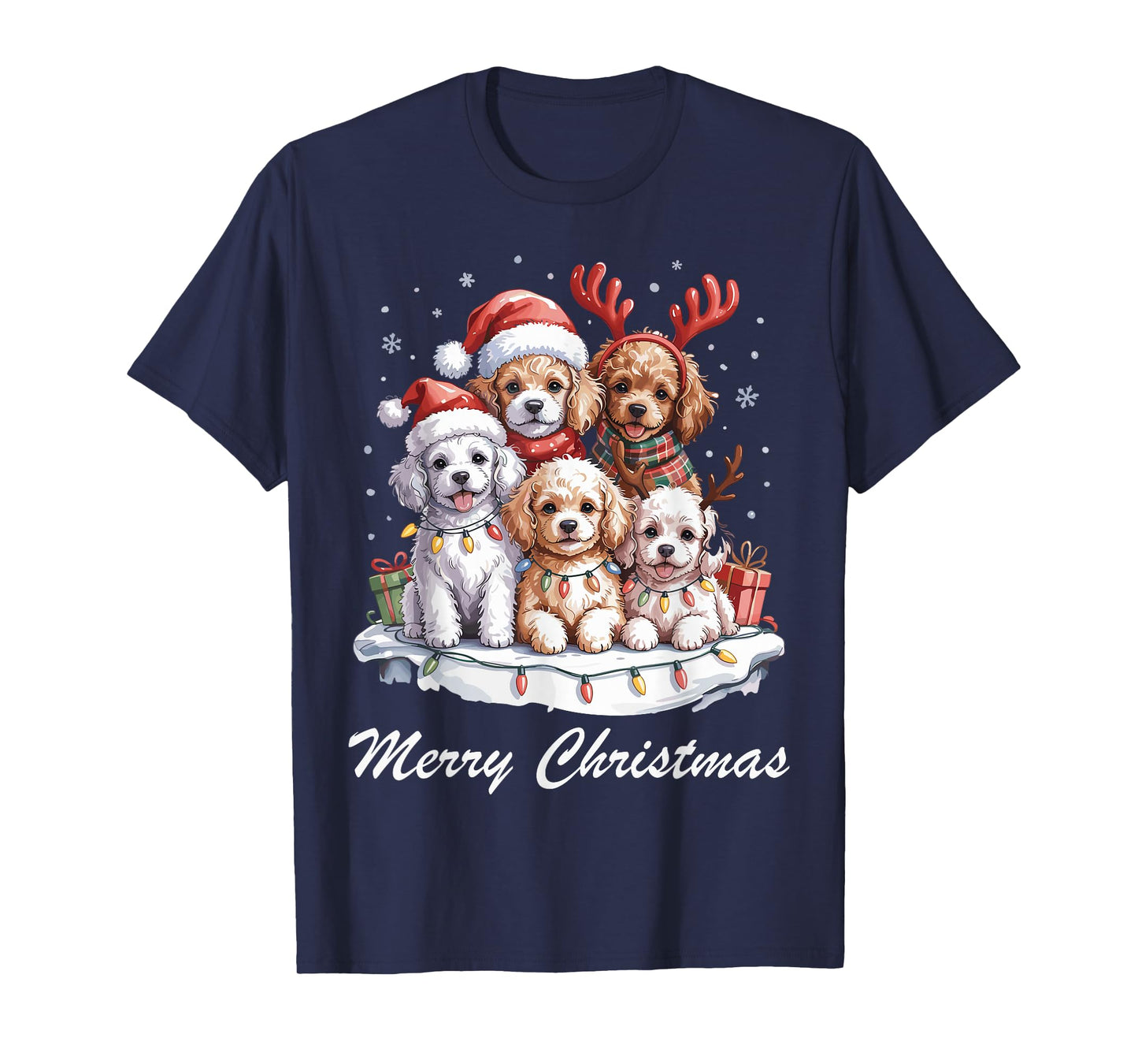 Poodle Merry Christmas Funny Dog Lovers Holiday Pajama T-Shirt