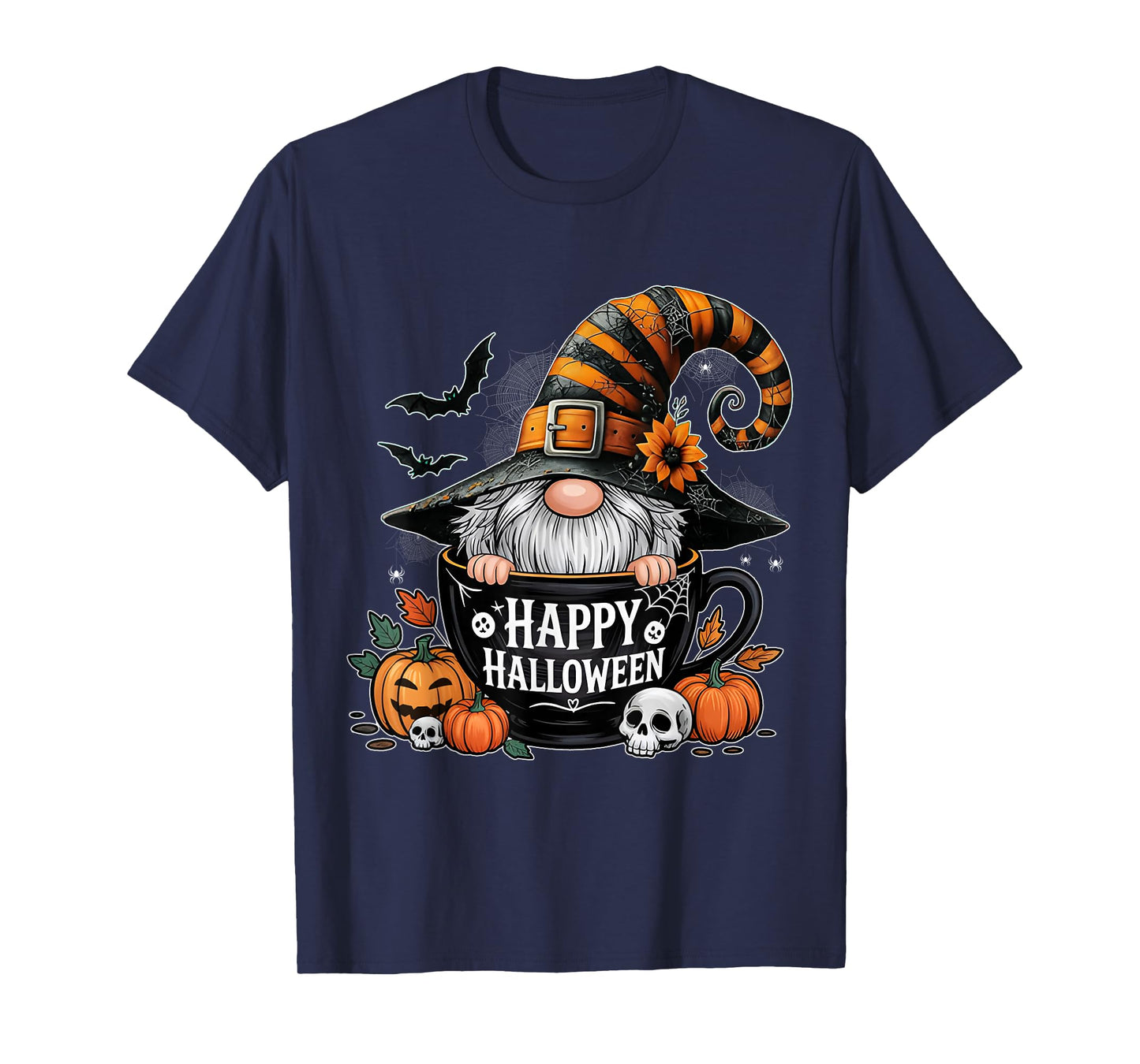 Funny Sunflower Gnome Witch Pumpkins Halloween Costume Women T-Shirt