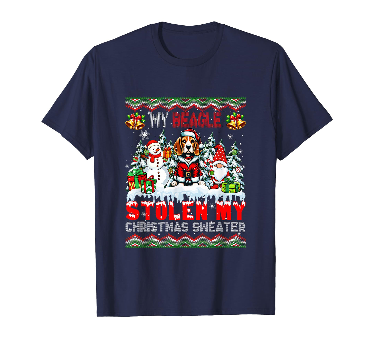 My Beagle Stolen My Christmas Sweater Santa Dog Gnome T-Shirt