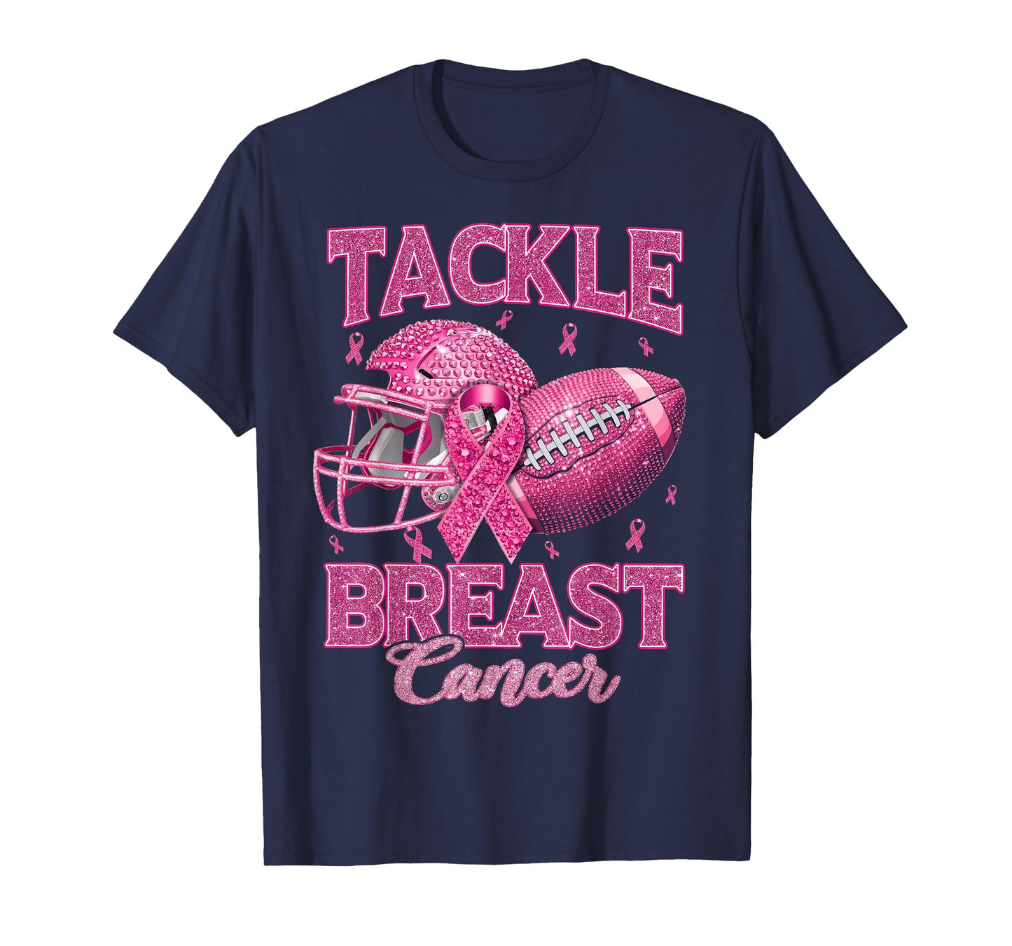 Tackle Breast Cancer Awareness American Football Pink Ribbon T-Shirt