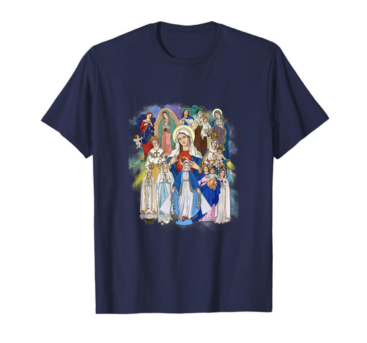 Our Lady The Blessed Mother Latin Marian Titles Catholic T-Shirt