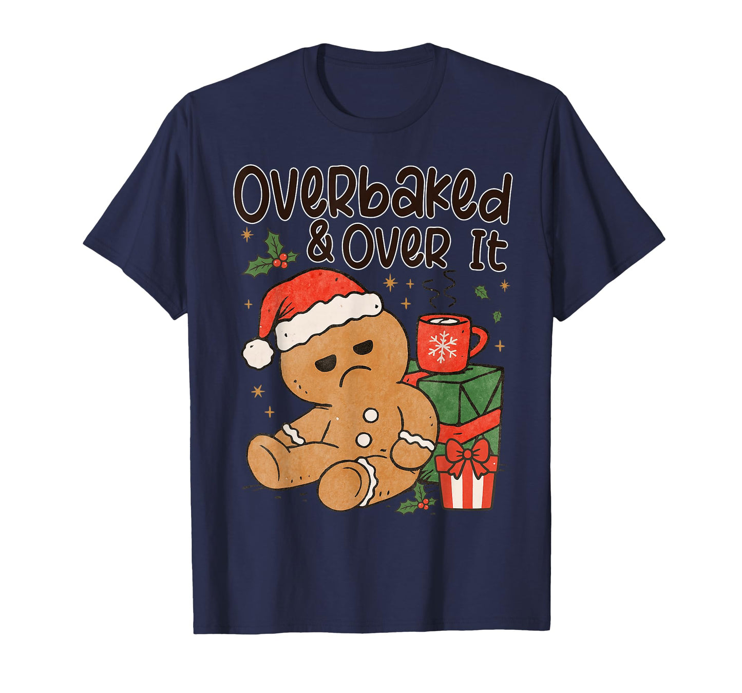 Merry Christmas Gingerbread Cookie Santa Claus Hat Women T-Shirt