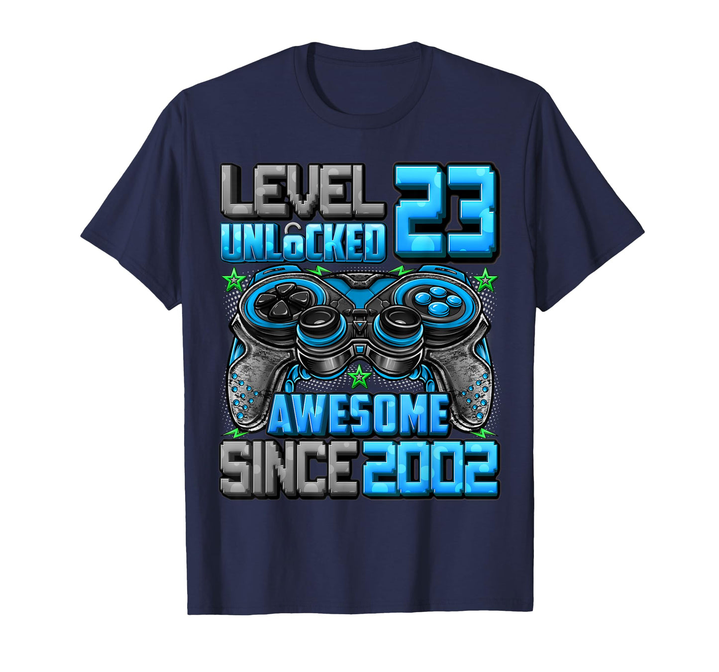 Level 23 Unlocked Awesome Since 2002 23rd Birthday Gaming T-Shirt