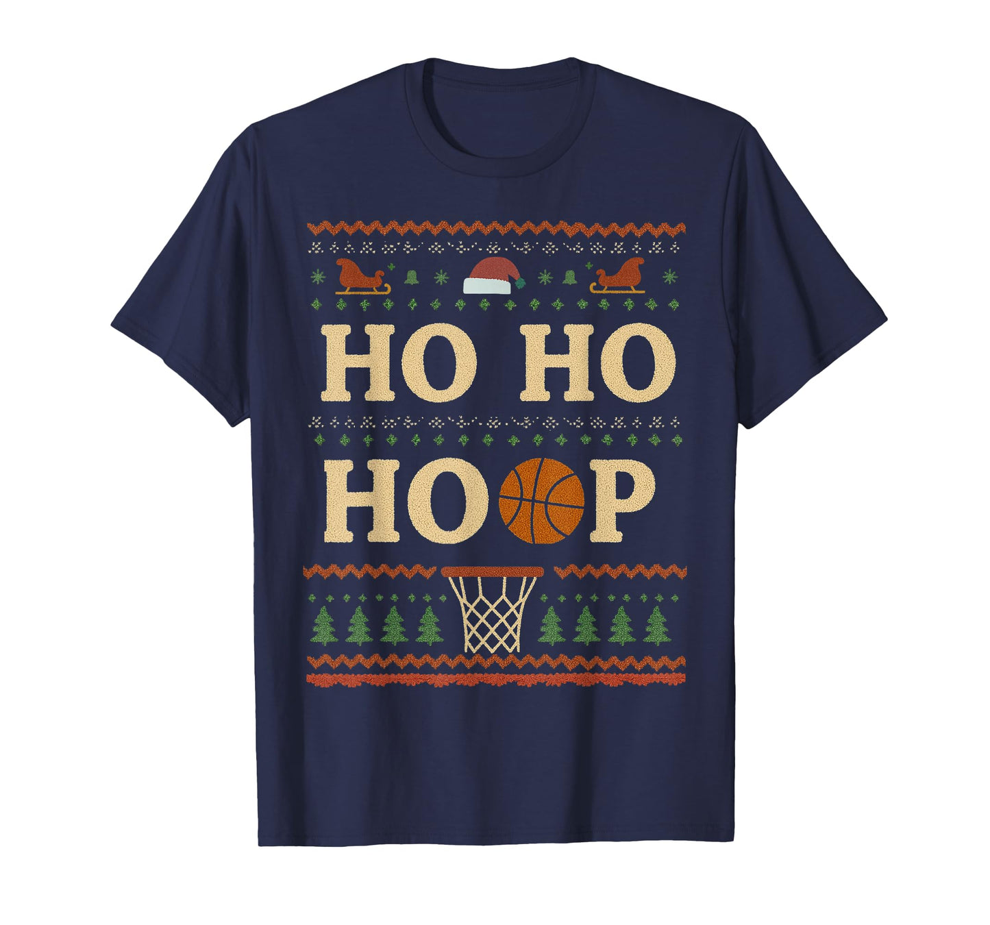 Ho Ho Hoop Basketball Xmas Holiday Funny Christmas T-Shirt