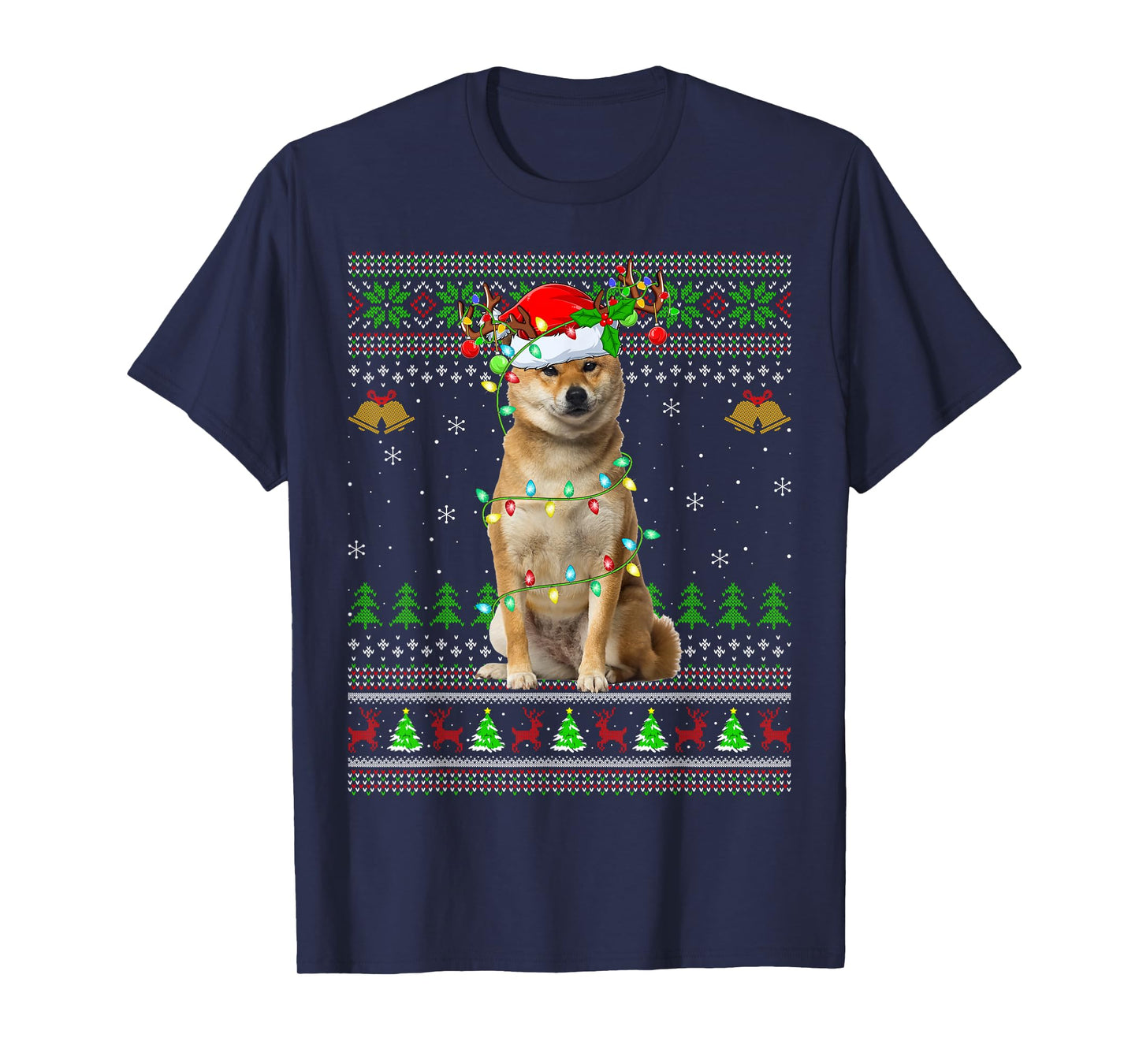 Shiba Inu Dog Ugly Christmas Sweaters Holiday Santa Xmas T-Shirt