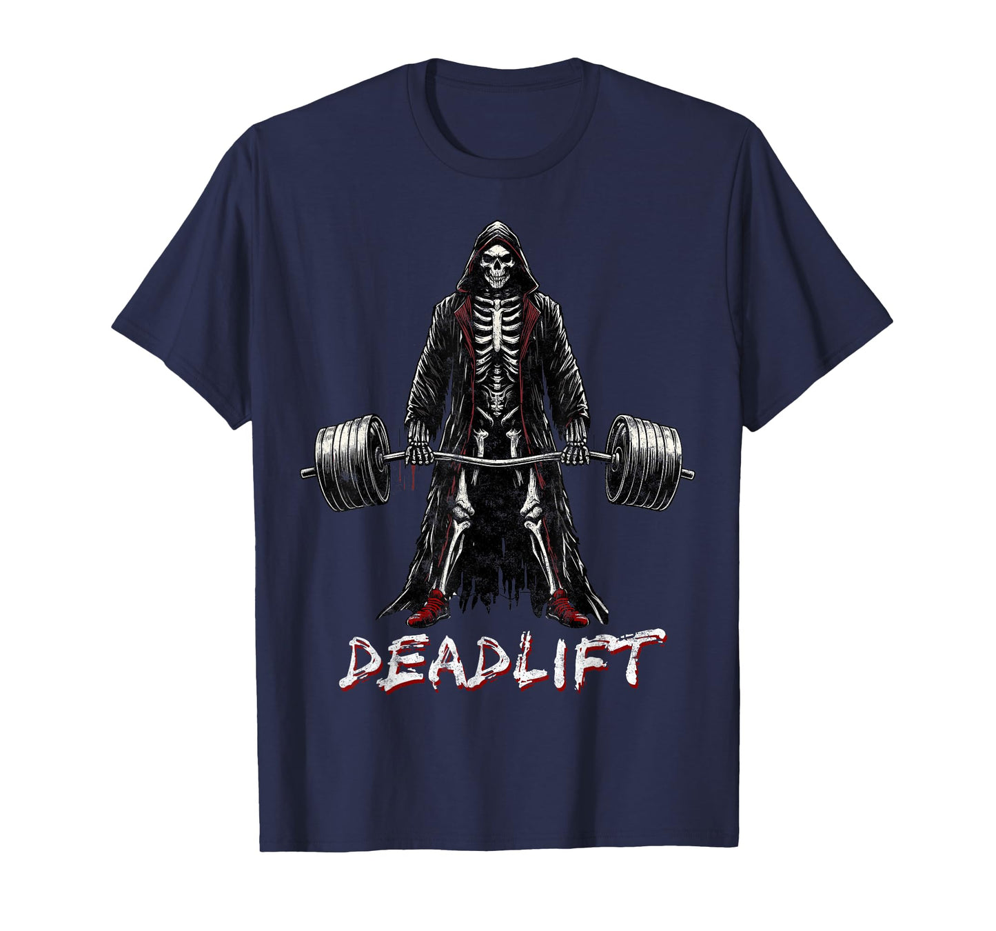 Deadlift Skeleton Halloween Gym Jokes Weightlifting Workout T-Shirt, Small, Black