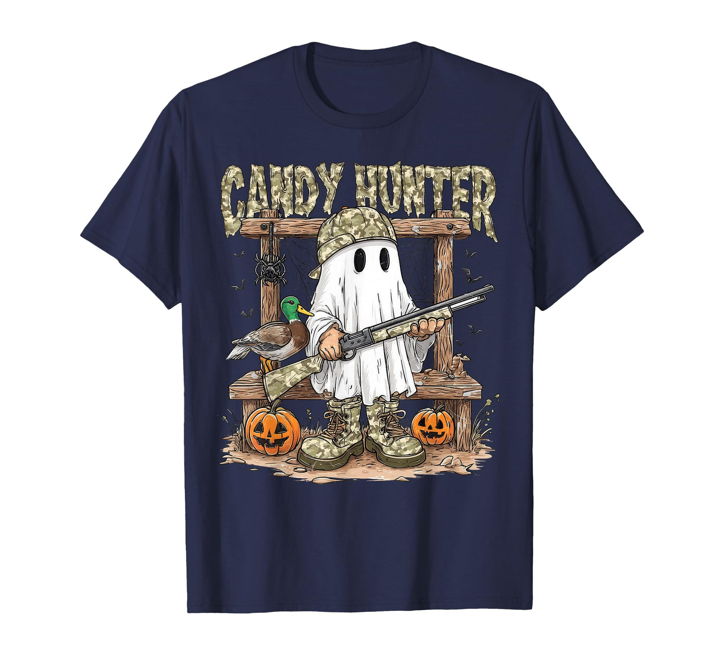 Camo Ghost Candy Hunter Camouflage Hunting Season Halloween T-Shirt